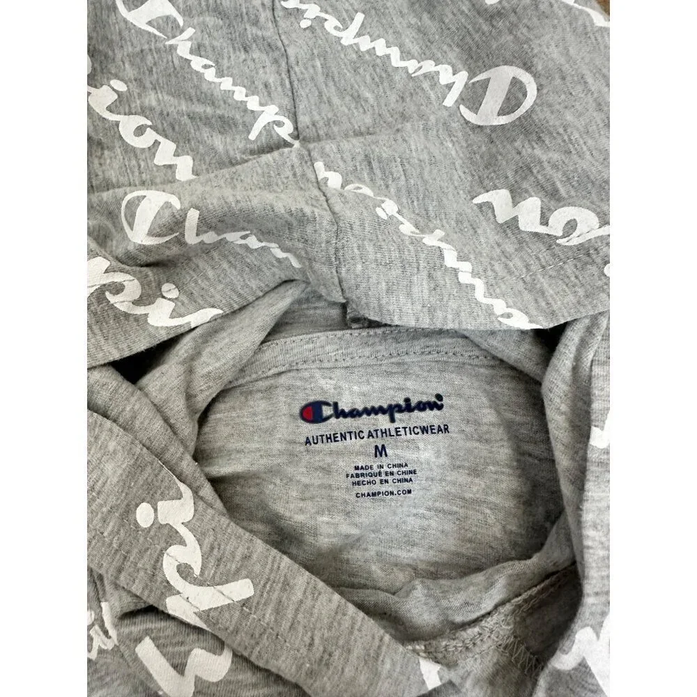 Champion Gray Logo Print Hoodie Size M